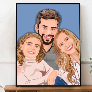 Familienportrait, individuelles Familiengeschenk, einzigartiges Ehemanngeschenk, Skizze vom Foto, Familienfotomalerei, Zeichnung vom Fotoerinnerungsgeschenk