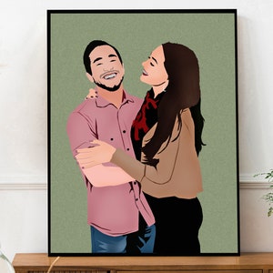 Custom faceless illustration gift for boyfriend, Family portrait painting, Drawing from photo, Engagement photo painting print, Faceless art