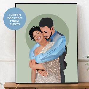 Pintura a partir de una foto, Retrato sin rostro, Dibujo de pareja a partir de una foto, Retrato personalizado, Regalo de novio personalizado, Retrato de dibujos animados