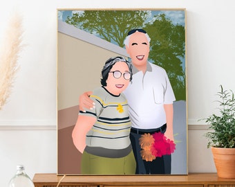 Impression de portrait sans visage pour grand-père, cadeau personnalisé 75e anniversaire de grand-père, cadeau d'anniversaire de parents, impression d'oeuvre d'art photo sans visage