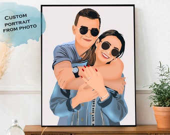 Custom Faceless photo, Faceless Portrait, Family painting from photo, 1st anniversary gift for boyfriend, 30th birthday gift for her