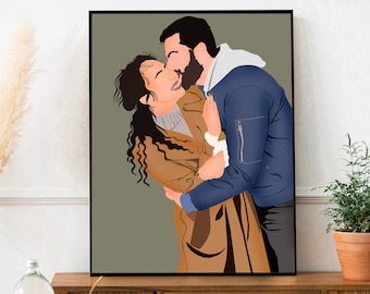 Custom faceless portrait, Couple faceless drawing from photo , Engagement gift, Couple photo painting, Boyfriend gift, Custom birthday gift