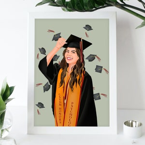 Personalised graduation gift, graduation gift for daughter, Grad gift for boyfriend, gift for her, custom portrait, digital portrait