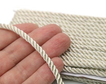 Beige Twisted Cord 4mm, Satin Rope Trim, Decorative Rope, Upholstery Cord, Craft Cord, Jewelry Making, Curtain Trim, Gift Wrapping