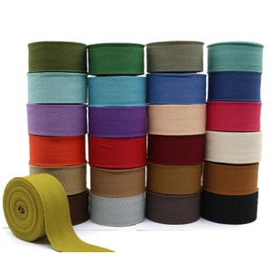 2 Inch Cotton Twill Tape, +25 Color Cotton twill tape, Cotton Herringbone Bias Binding Tape, 100% Natural Cotton