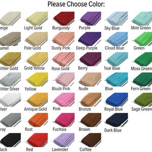 May include: A color chart with various shades of rope, including beige, gold, red, purple, and blue. The text "Please Choose Color:" is at the top. Each color is labeled with its name, such as "Sky Blue" and "Black".