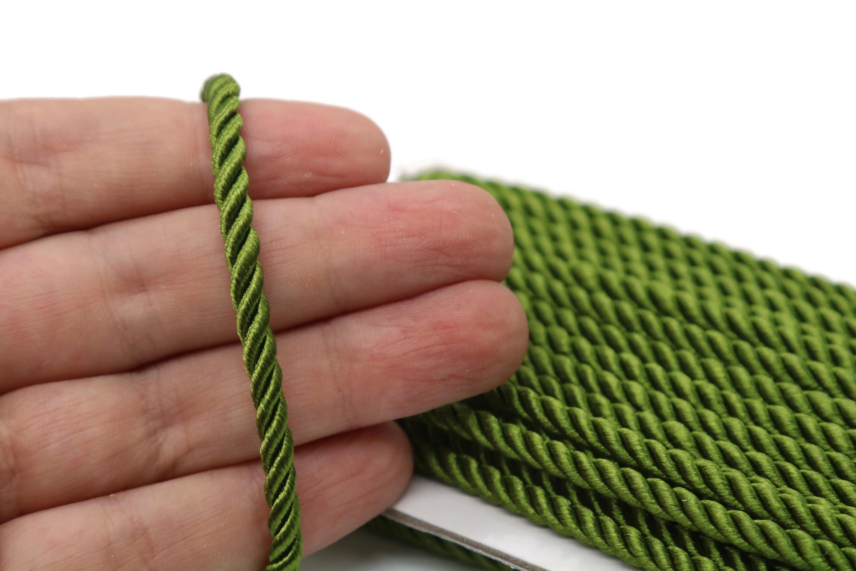 4mm Sage Green Twisted Cord String, Decorative Silk Rope for Sewing,…