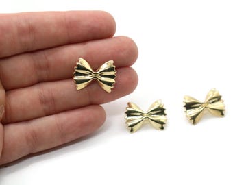 Gold Bow Tie Pasta Buttons, 20mm Farfalle Metal Buttons for Cardigan, Cute Foodie Gift for Chefs, 0.78 Inch Gold Bow Buttons for Sewing DIY