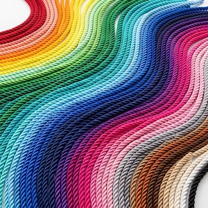 Cordão trançado sedoso de 4 mm, 40 opções de cores, cordão decorativo para acabamento, viés para estofamento, cordão para costura e artesanato, acabamento para decoração de casa (faça você mesmo).