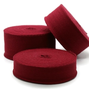Burgundy Cotton Twill Tape,2'' - 1,5'' - 1''Inch,+25 Color Cotton twill tape,Cotton Herringbone Bias Binding Tape,100% Natural Cotton