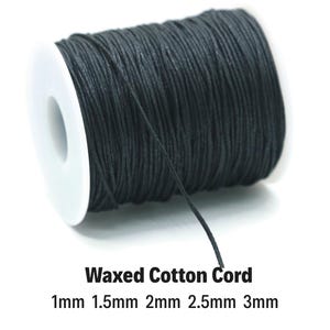 Svart vaxat bomullssnöre 109 yards, smyckesnöre för armband, halsband, makramé, 1 mm 1,5 mm 2 mm 2,5 mm 3 mm