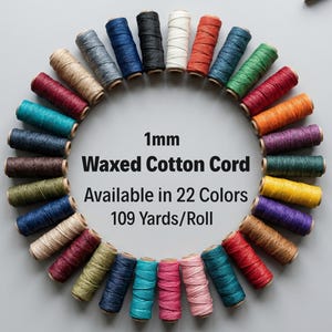 Cordón de algodón encerado de 1 mm, hilo fino para la fabricación de joyas, hilo para pulseras y collares, cordón de macramé para abalorios, suministros para manualidades (100 yardas/rollo).