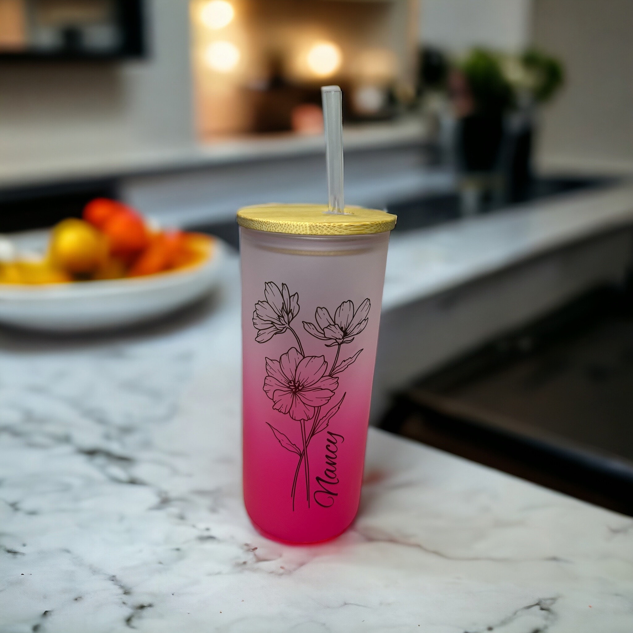 Personalized Birth Flower Tumbler, Gifts for Her, Bridesmaid Gifts, Personalized Birth Flower Coffee Cup