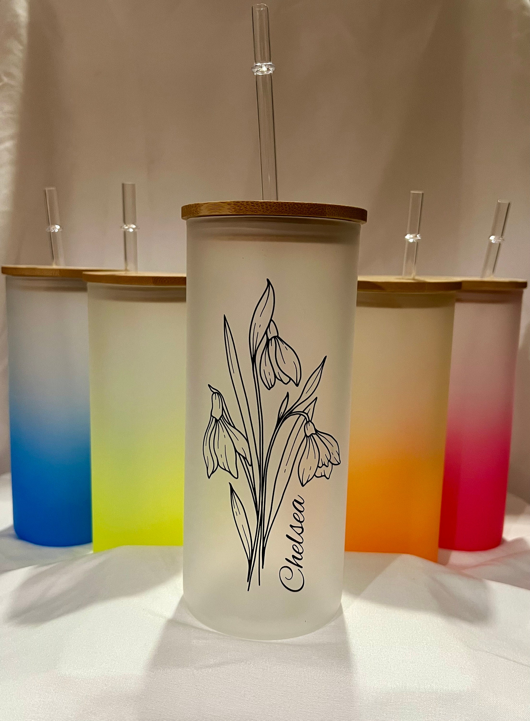 Personalized Birth Flower Tumbler, Gifts for Her, Bridesmaid Gifts, Personalized Birth Flower Coffee Cup