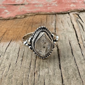 Herkimer Diamond Ring | 925 Sterling Silver Ring | Raw Herkimer Diamond Ring | Natural uncut crystal Ring | Engagement Ring | Gift for her
