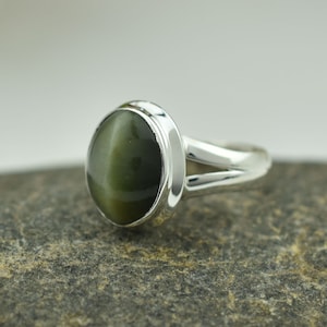 Echter Katzenauge Edelstein Ring 925 Sterling Silber Ring Boho Statement Ring Handgemachtes echtes Chrysoberyll Katzenauge Ring Geschenk für Sie