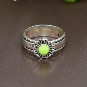Genuine Gaspeite Spinner Ring 925 Sterling Silver Handmade Ring Engagement Ring Natural Gaspeite Ring Gift For Her