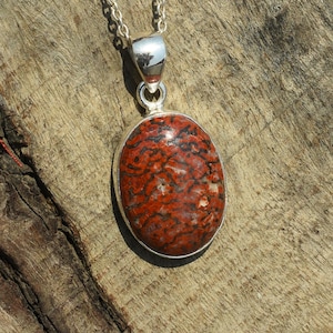 Top Grade Natural Dinosaur Bone Gemstone Pendant Necklace 925 Sterling Silver Necklace  Rare Gemstone Jewelry Necklace Gift For Her