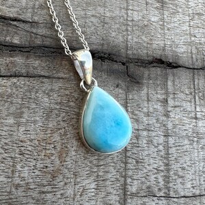 Natural Blue Larimar Gemstone Pendant 925 Sterling Silver Pendant Necklace Boho Jewelry Pendant Gift Anniversary