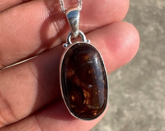 Feuer Achat Anhänger, 925 Sterling Silber, Handgemachter Edelstein Schmuck