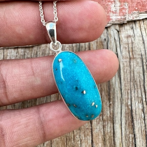 Top Grade Turquoise Gemstone Pendant Necklace Handmade Jewelry Necklace 925 Sterling Silver Necklace Solid Silver Necklace Gift For Her