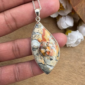 Genuine Maligano Jasper Gemstone Necklace Handmade Jewelry Necklace 925 Sterling Silver Necklace