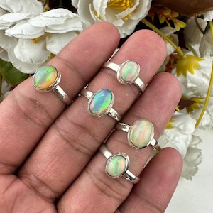 Handmade Ethiopian Opal Ring: 925 Sterling Silver Gemstone