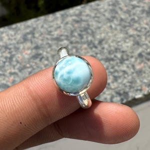 Top Quality Larimar Ring Larimar Jewelry Ring Larimar Women Ring 925 Sterling Silver Ring Handmade Jewelry Ring Gift For Her