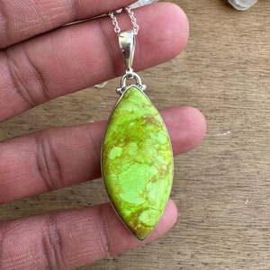 Natural Variscite Gemstone Pendant Handmade Jewelry Pendant 925 Sterling Silver Pendant Solid Silver Pendant Gift For Her