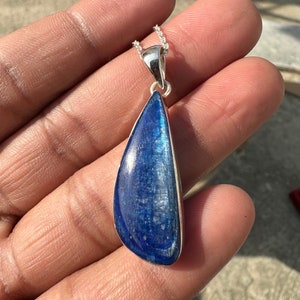 Natural Blue Kyanite Gemstone Pendant Necklace Handmade Jewelry Pendant 925 Sterling Silver Pendant Solid Silver Pendant Gift For Her