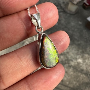 Genuine Ammolite Gemstone Pendant 925 Sterling Silver Pendant Handmade Jewelry Pendant Solid Silver Pendant Gift For Her