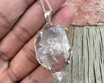 Genuine Herkimer Diamond Gemstone Pendant Necklace Handmade Jewelry Pendant Necklace 925 Sterling Silver Pendant Solid Silver Pendant Gift