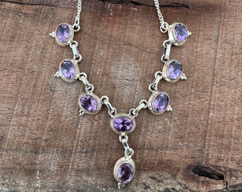 Top Grade Genuine Amethyst Necklace Handmade Jewelry Necklace 925 Sterling Silver Necklace Solid Silver Necklace Gift For Her