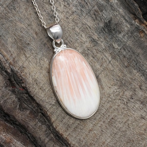 Natural Scolecite Gemstone Pendant Necklace 925 Sterling Silver Necklace Solid Silver Necklace Handmade Jewelry Necklace Gift For Her