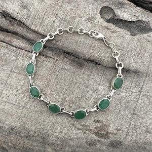 Natural Green Aventurine Gemstone Bracelet 925 Sterling Silver Bracelet Handmade Jewelry Bracelet Solid Silver Bracelet