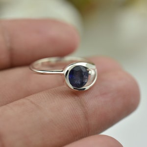 Genuine Iolite Gemstone Ring Handmade Jewelry Ring 925 Sterling Silver Ring Minimalist Ring Statement Ring Gift On Birthday Gift