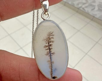 Top Grade Scenic Dendrite Agate Shazar Pendant Necklace 925 Sterling Silver Handmade Jewelry Necklace