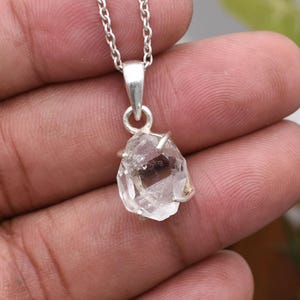 Genuine Herkimer Diamond Gemstone Pendant Necklace 925 Sterling Silver Necklace Handmade Jewelry Necklace Gift For Her