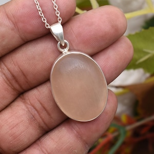 Top Quality Selenite Gemstone Pendant Necklace 925 Sterling Silver Necklace Handmade Jewelry Necklace