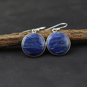 Genuine Sodalite Gemstone Earring Handmade Jewelry Earring 925 Sterling Silver Earring Solid Silver Earring Vintage Earring Gift For Her