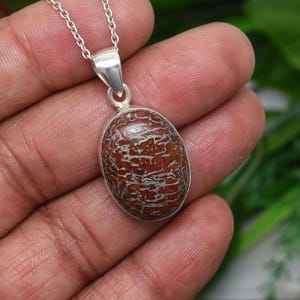 Dinosaur Bone Pendant Necklace 925 Sterling Silver Necklace Women Jewelry Necklace Handmade Jewelry Necklace