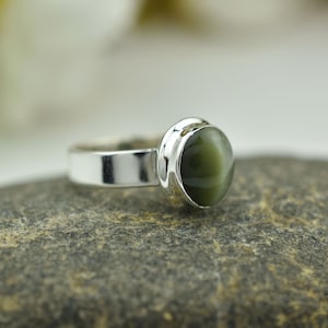 Natürlicher Katzenauge Edelstein handgemachter Ring 925 Sterling Silber Ring Boho Statement Ring echtes Chrysoberyll Katzenauge Ring Geschenk für Mama