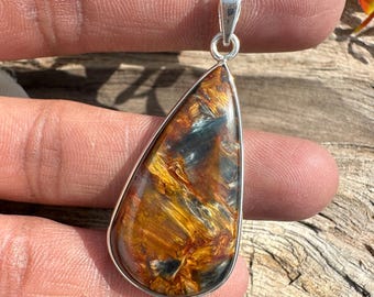 Handmade Pietersite Pendant Necklace, 925 Sterling Silver, Natural Gemstone Jewelry