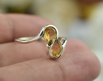 Natural Citrine Sterling Silver Ring – Boho Statement Jewelry