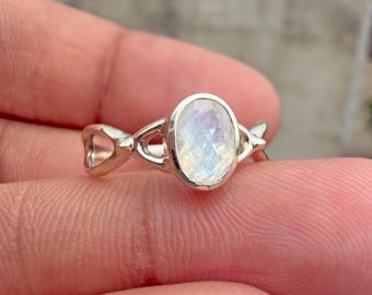 Genuine Moonstone Ring, Handmade 925 Sterling Silver Statement Jewelry