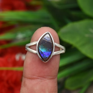 Ammolite Gemstone Ring 925 Sterling Silver Ring Handmade Jewelry Ring Statement Ring Gift For Her