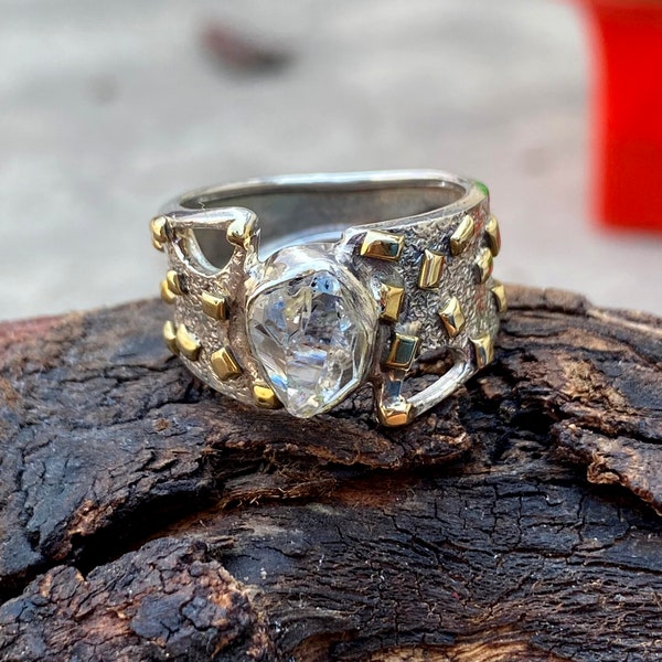 Herkimer diamond ring | 925 sterling silver ring | Raw herkimer diamond ring | Natural uncut crystal Ring | Engagement ring | Gift for her