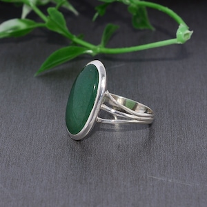 Natural Green Aventurine Ring 925 Sterling Silver Ring , Natural Gemstone Stone Ring , Gemstone Stacking Ring , Minimalist Ring Gift For Her