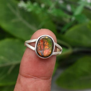 Bague en ammolite de qualité supérieure, bague en pierre précieuse faite main, bague en argent sterling 925, bague en argent massif, bague en filigrane