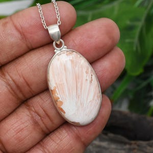 Genuine Scolecite Gemstone Pendant Necklace 925 Sterling Silver Necklace Solid Silver Necklace Handmade Jewelry Necklace Gift For Her
